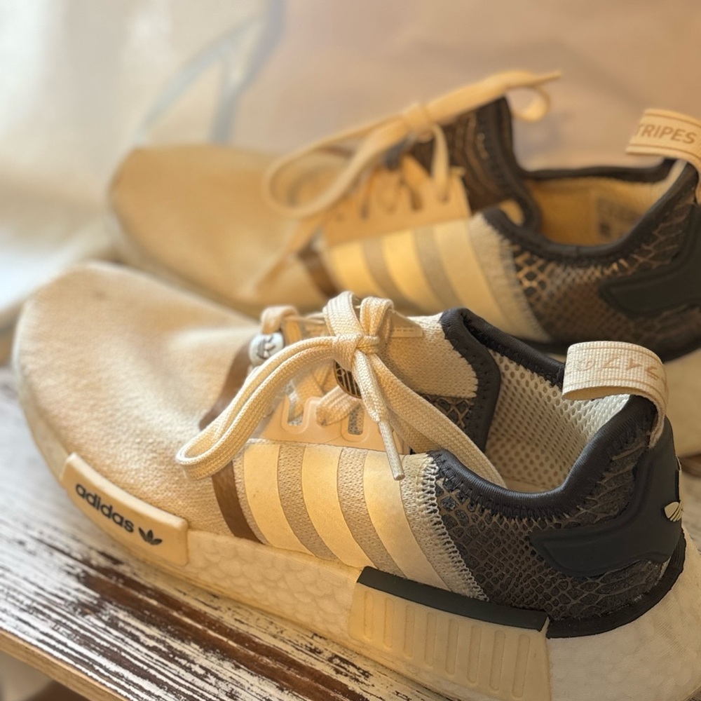 Adidas NMD_R1 Women’s Beige and Gold Sneakers